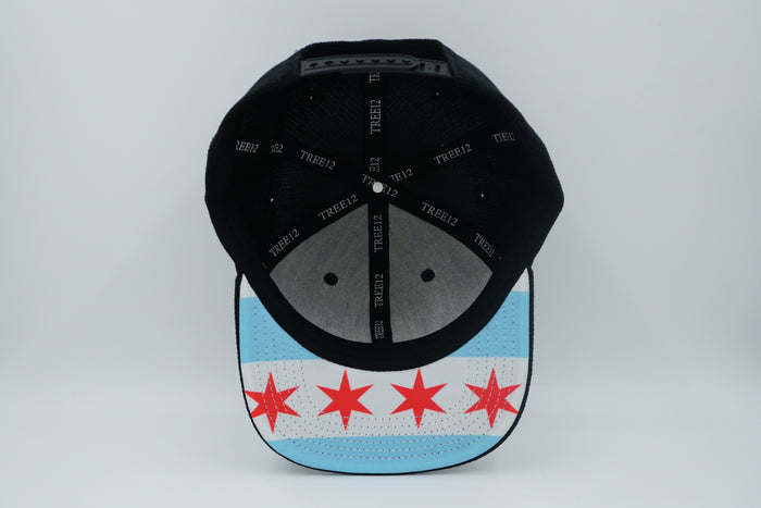 Chicago Flag Snapback Hat - Black and Gray